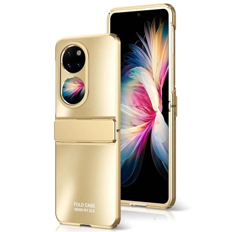 Harte PC-Klapphandy-Hülle für Huawei P50 Pocket, matter Elektroplattierungs-Stoßschutz-Abdeckung - Gold