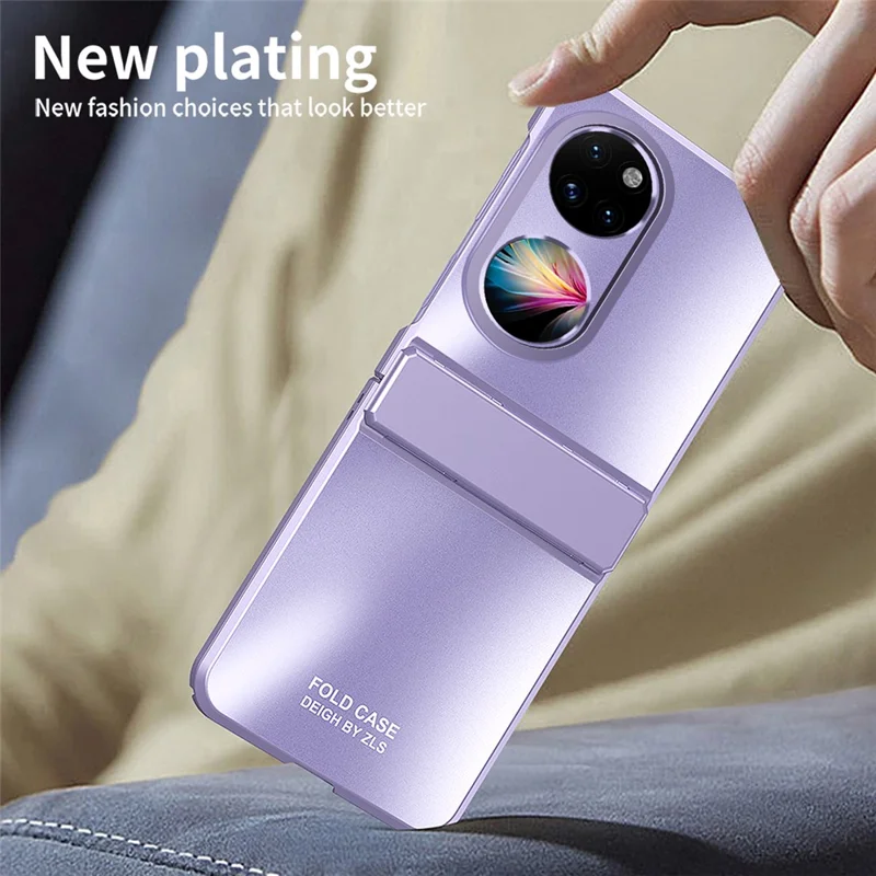 Harte PC-Klapphandy-Hülle für Huawei P50 Pocket, matter Elektroplattierungs-Stoßschutz-Abdeckung - Gold