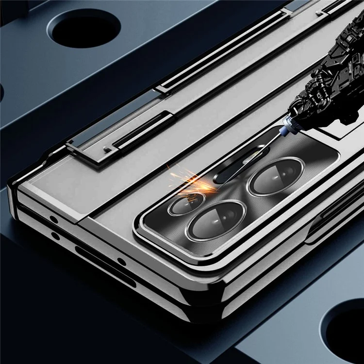 Para Oppo Find N2 5G Teléfono Plegable Estuche Duro de PC Cubierta de Teléfono con Función de Soporte y Bolígrafo Estilográfico - Negro