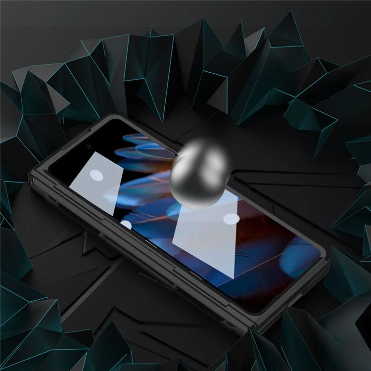 Para Oppo Find N2 5G Teléfono Plegable Estuche Duro de PC Cubierta de Teléfono con Función de Soporte y Bolígrafo Estilográfico - Negro