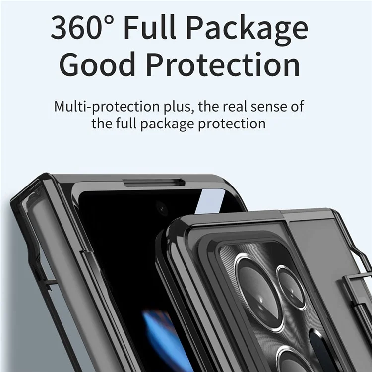 Para Oppo Find N2 5G Teléfono Plegable Estuche Duro de PC Cubierta de Teléfono con Función de Soporte y Bolígrafo Estilográfico - Negro