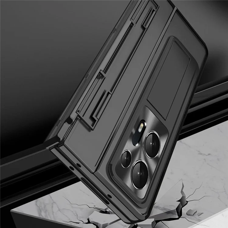 Para Oppo Find N2 5G Teléfono Plegable Estuche Duro de PC Cubierta de Teléfono con Función de Soporte y Bolígrafo Estilográfico - Negro