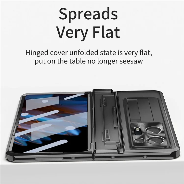 Para Oppo Find N2 5G Teléfono Plegable Estuche Duro de PC Cubierta de Teléfono con Función de Soporte y Bolígrafo Estilográfico - Negro