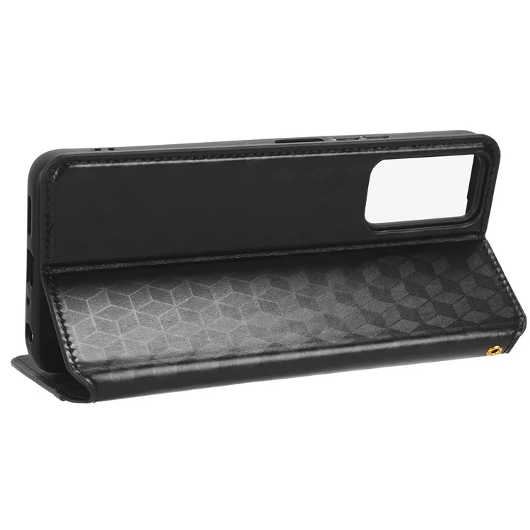 Funda de cartera de piel sintética con textura de rombo para TCL 40 XL - Negro