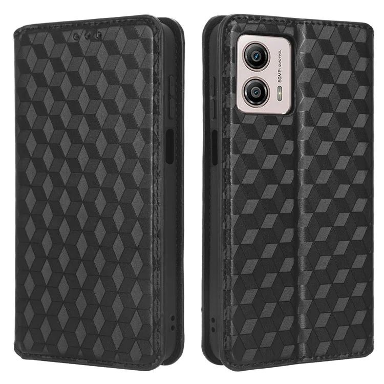 Custodia in pelle PU con motivo romboidale per Motorola Moto G 5G (2023) - Nera