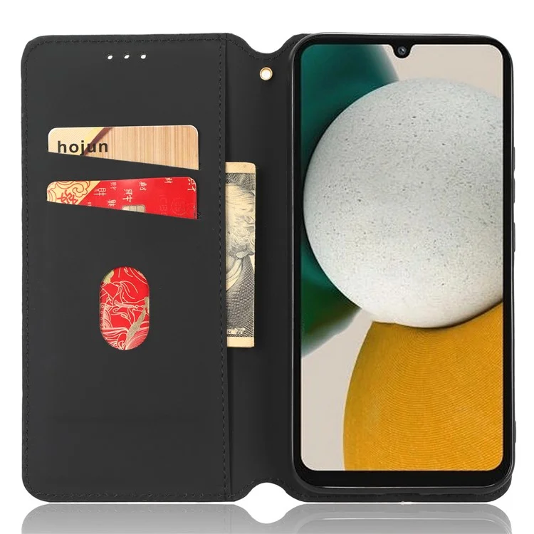 Кожаный чехол для Samsung Galaxy M54 5G / F54 5G с ромбовидным рисунком, бумажник, поворотная крышка - черный