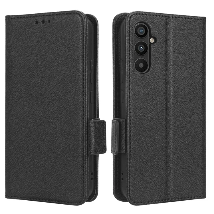 Für Samsung Galaxy M54 5G / F54 5G PU-Leder-Geldbörsen-Kraterschutz-Handyhülle Litchi-Textur Klappständer - Schwarz