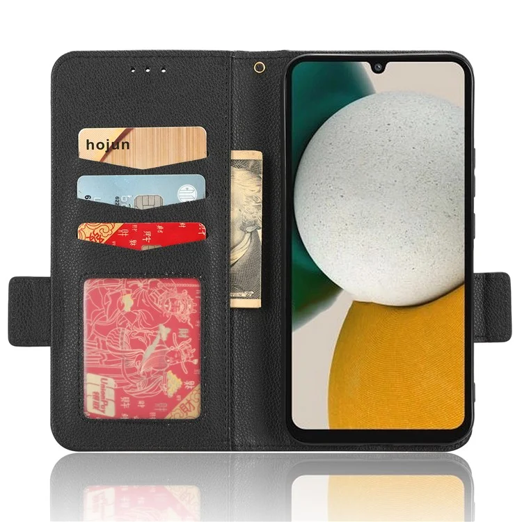 Für Samsung Galaxy M54 5G / F54 5G PU-Leder-Geldbörsen-Kraterschutz-Handyhülle Litchi-Textur Klappständer - Schwarz