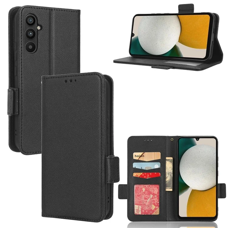 Für Samsung Galaxy M54 5G / F54 5G PU-Leder-Geldbörsen-Kraterschutz-Handyhülle Litchi-Textur Klappständer - Schwarz