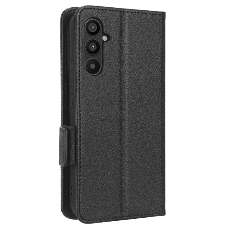 Für Samsung Galaxy M54 5G / F54 5G PU-Leder-Geldbörsen-Kraterschutz-Handyhülle Litchi-Textur Klappständer - Schwarz