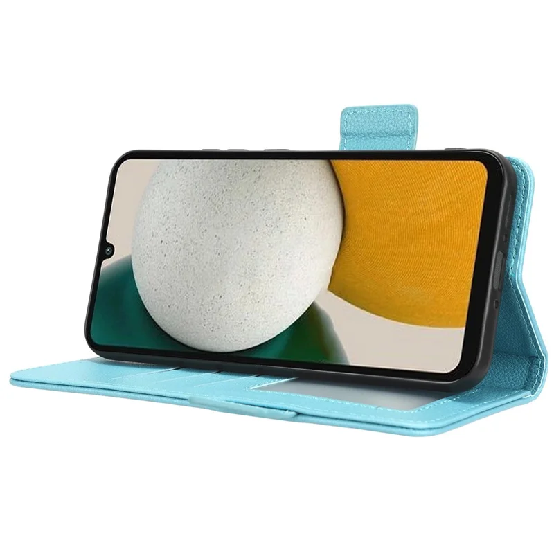 Für Samsung Galaxy M54 5G / F54 5G PU-Leder-Geldbörse Anti-Kratzer Handyhülle Litchi-Textur Flip-Ständer-Abdeckung - Baby Blau