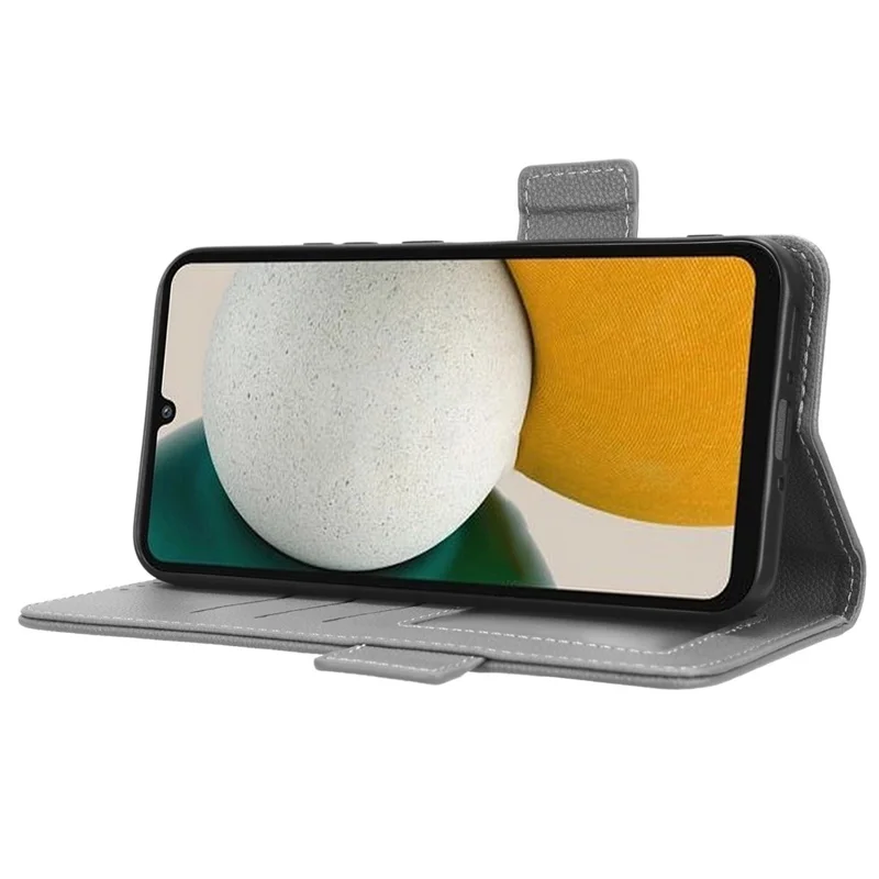 Para Samsung Galaxy M54 5G / F54 5G PU Leather Wallet Anti-scratch Phone Case Litchi Texture Flip Stand Cover - Cinza