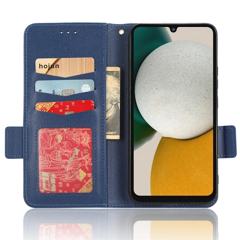 Pour Samsung Galaxy M54 5G / F54 5G Étui portefeuille en cuir PU anti-rayures - Bleu foncé