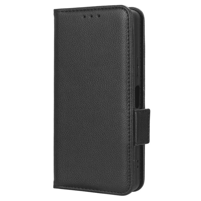 For Sony Xperia 10 V Anti-drop Phone Case Litchi Texture Stand PU Leather Wallet Cover - Black