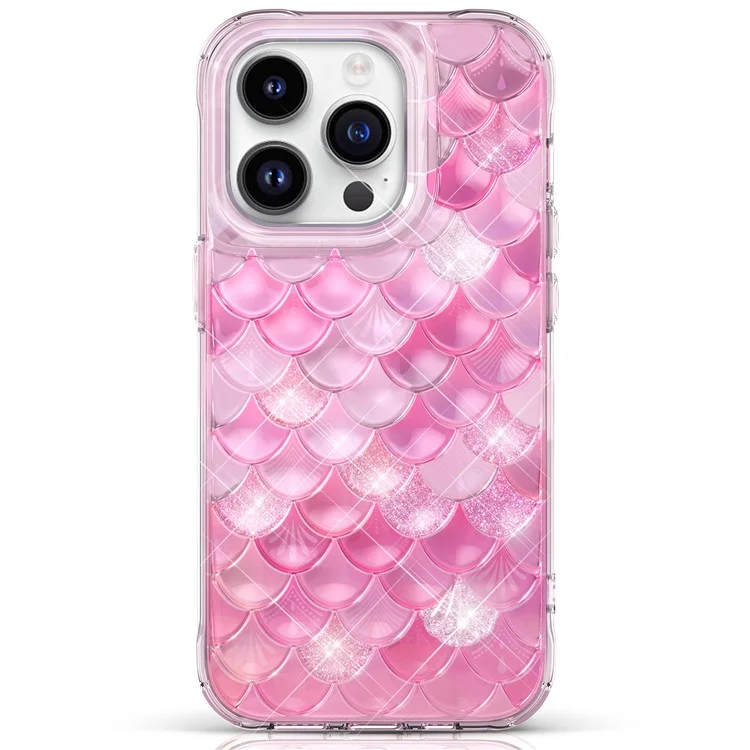 KINGXBAR Fish Scale Series per iPhone 14 Pro Custodia per telefono Caso Anti-Graffio TPU+PET IML Cover - Rosa
