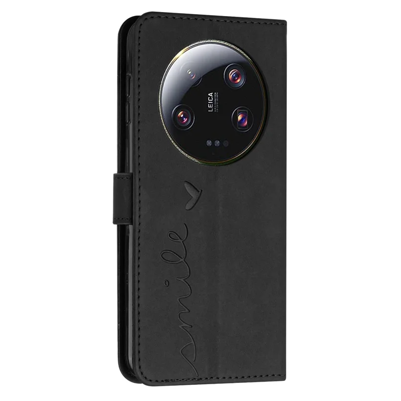 Futera skórzana z podstawką i portfelem w kształcie serca z paskiem na ramię do Xiaomi 13 Ultra – Czarny