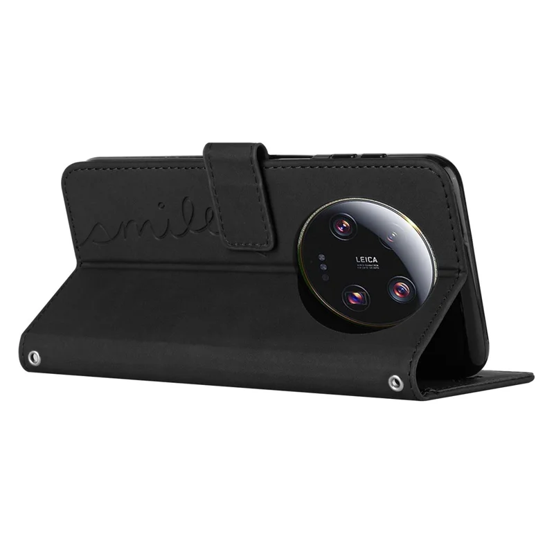 Futera skórzana z podstawką i portfelem w kształcie serca z paskiem na ramię do Xiaomi 13 Ultra – Czarny