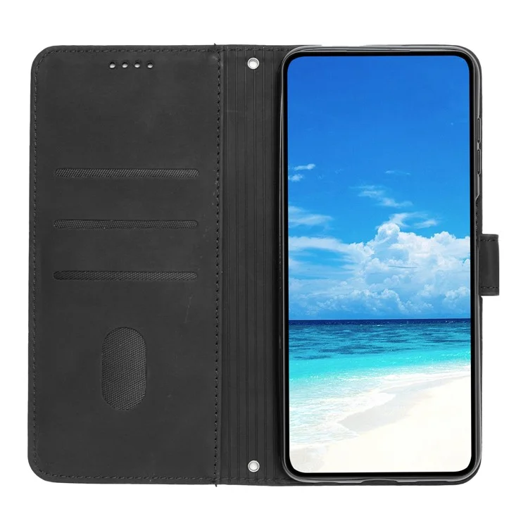 Para TECNO Spark 10 5G Capa de Carteira de Couro PU com Impressão de Coração Flip Stand Phone Cover com Alça de Ombro - Preto