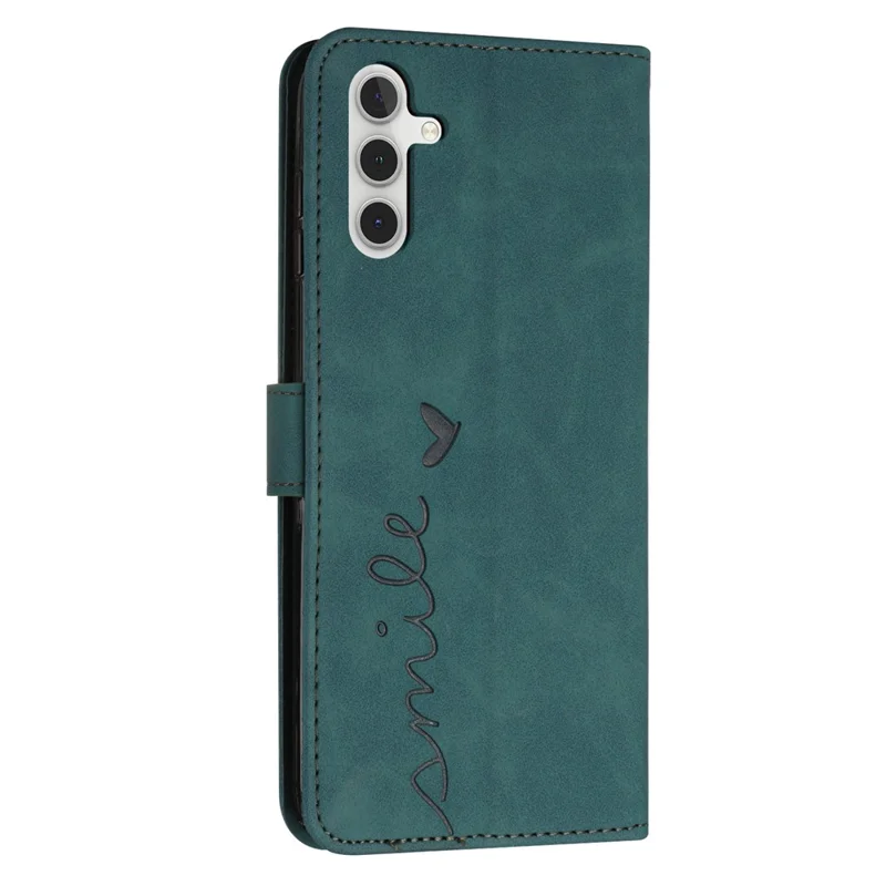 Pour Samsung Galaxy M14 5G / F14 5G Cuir en Cuir Coeur Stand Stand Portefeuille Couvercle de Téléphone Avec Bandoulière - Vert