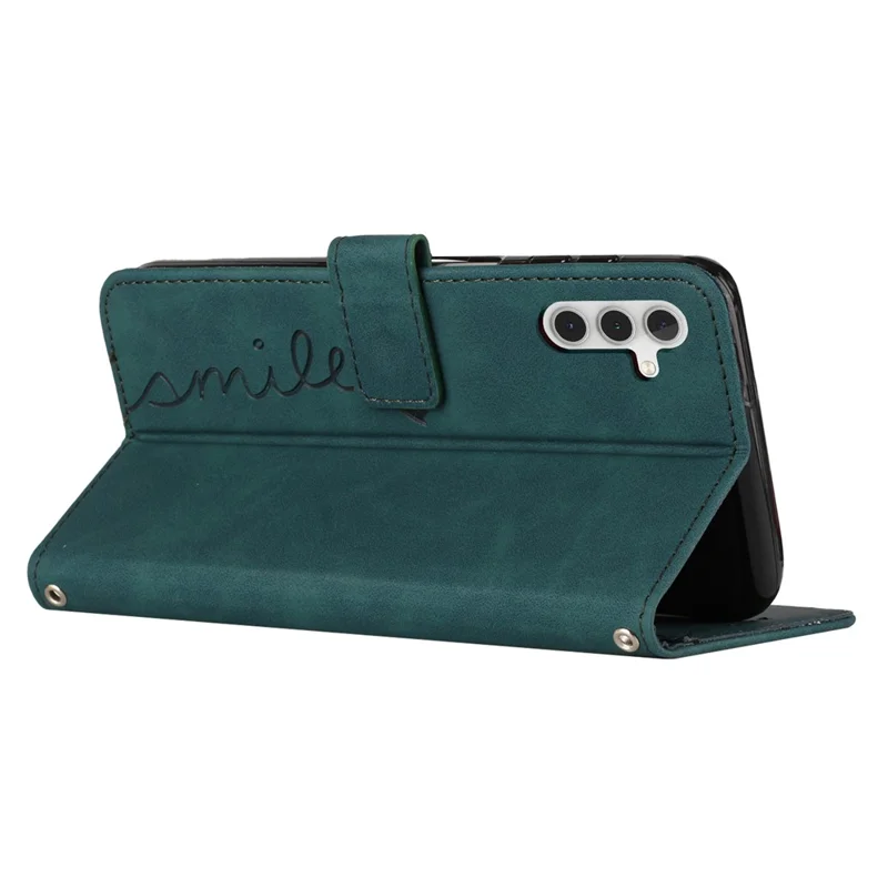 Pour Samsung Galaxy M14 5G / F14 5G Cuir en Cuir Coeur Stand Stand Portefeuille Couvercle de Téléphone Avec Bandoulière - Vert