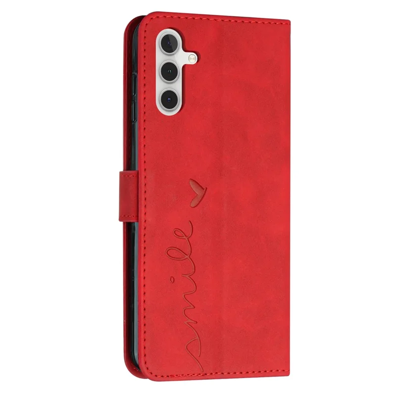 Für Samsung Galaxy M14 5G / F14 5G Lederhülle Herzform Ständer Brieftasche Telefonabdeckung Mit Schultergurt - Rot