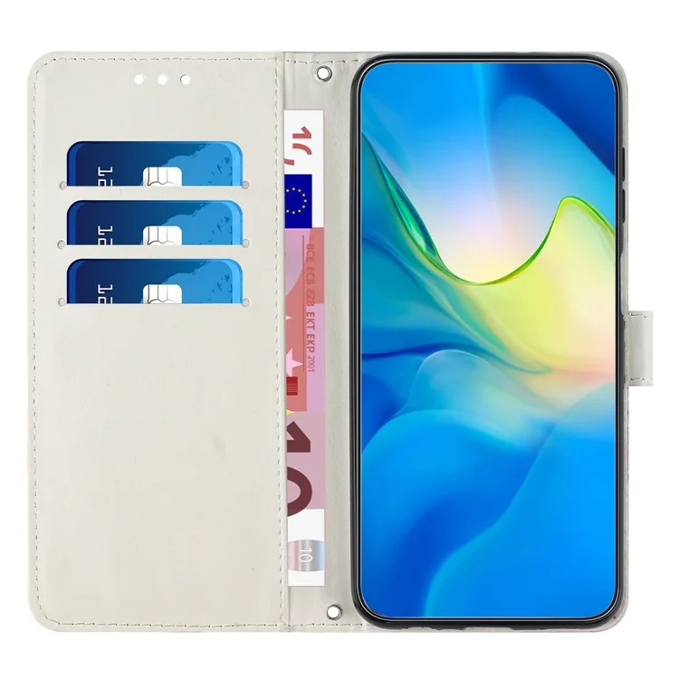 Per Samsung Galaxy M14 5G Custodia in Pelle PU con Wallet, Custodia per Telefono con Motivo Marmorizzato e Supporto, con Cinghia per Spalla - Viola