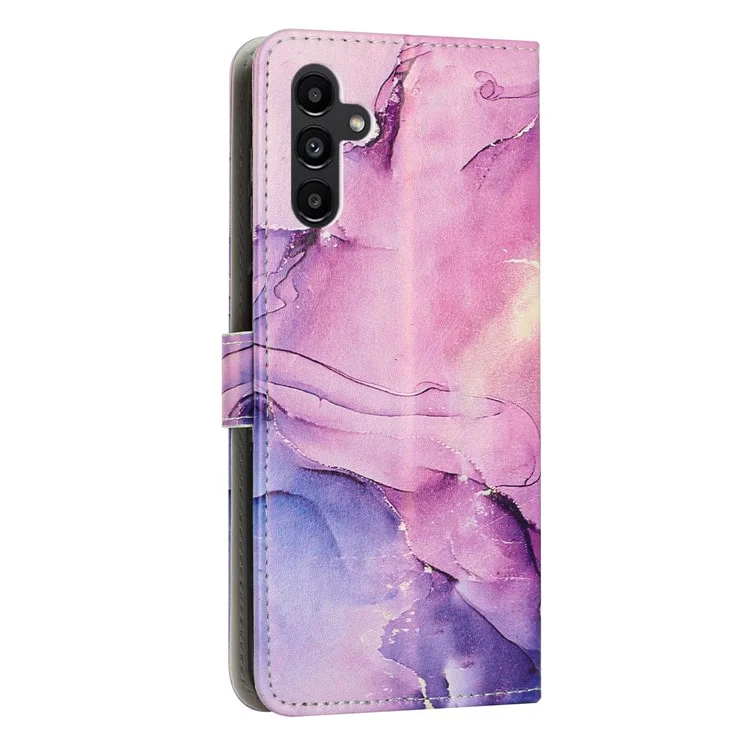 Для Samsung Galaxy A24 4G (162.1 x 77.6 x 8.3 мм) Флип-кошелек Обложка PU кожа Мраморный узор Чехол для телефона со шнурком - Фиолетовый