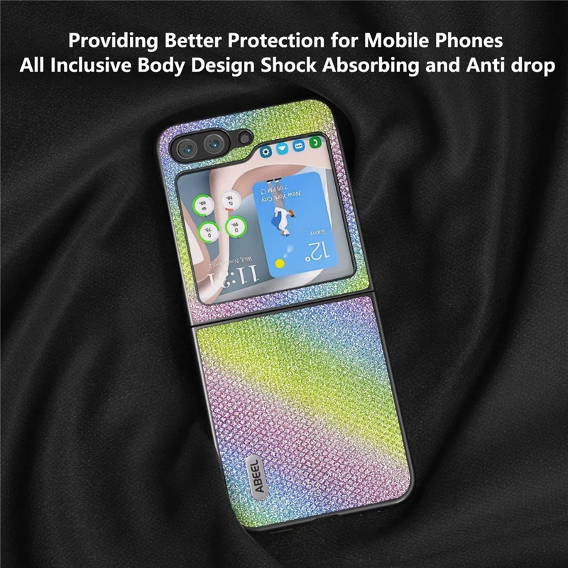 ABEEL For Samsung Galaxy Z Flip5 5G Rhinestone Texture Phone Case PU Leather + PC Back Cover - Multi-color