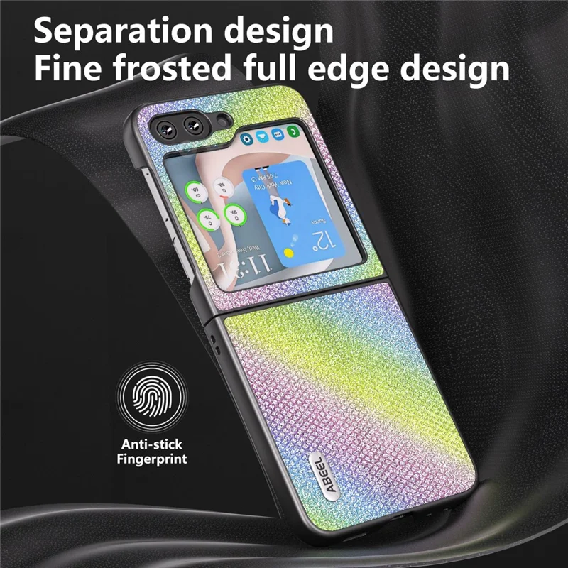 ABEEL For Samsung Galaxy Z Flip5 5G Rhinestone Texture Phone Case PU Leather + PC Back Cover - Multi-color