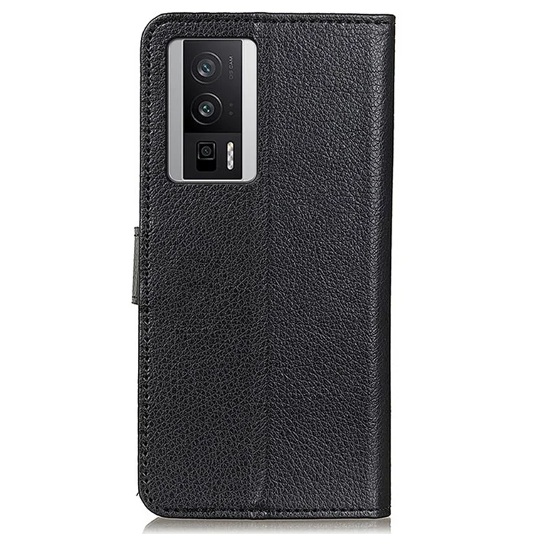 Per Xiaomi Poco F5 Pro / Redmi K60 / K60 Pro 5G Litchi Texture Phone Case PU Leather Stand Wallet Shell - Nero