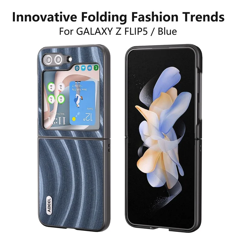 ABEEL Milky Way Series Case für Samsung Galaxy Z Flip5 5G PU-Leder beschichtete PC-Handyhülle, leichte Abdeckung - Blau