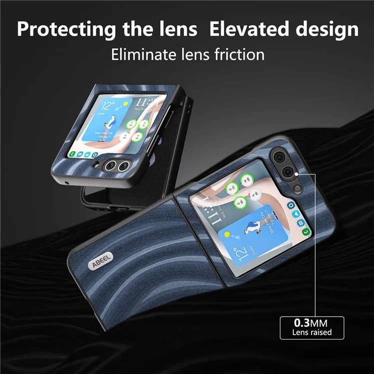 ABEEL Milky Way Series Case für Samsung Galaxy Z Flip5 5G PU-Leder beschichtete PC-Handyhülle, leichte Abdeckung - Blau
