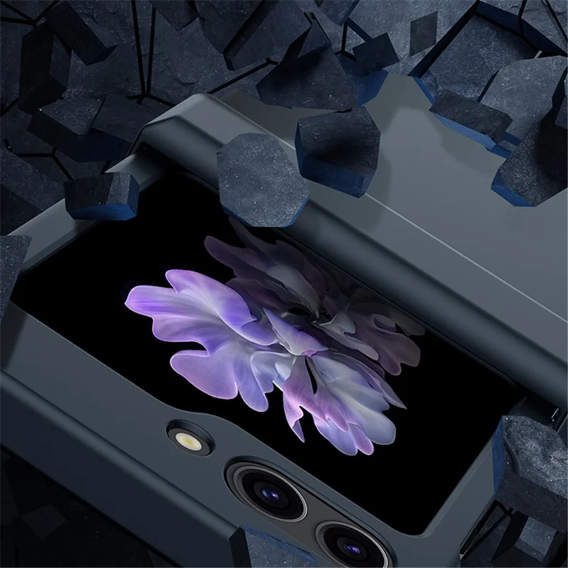For Samsung Galaxy Z Flip5 5G Hinde Protection Phone Case Hard PC Skin-touch Cover - Dark Blue