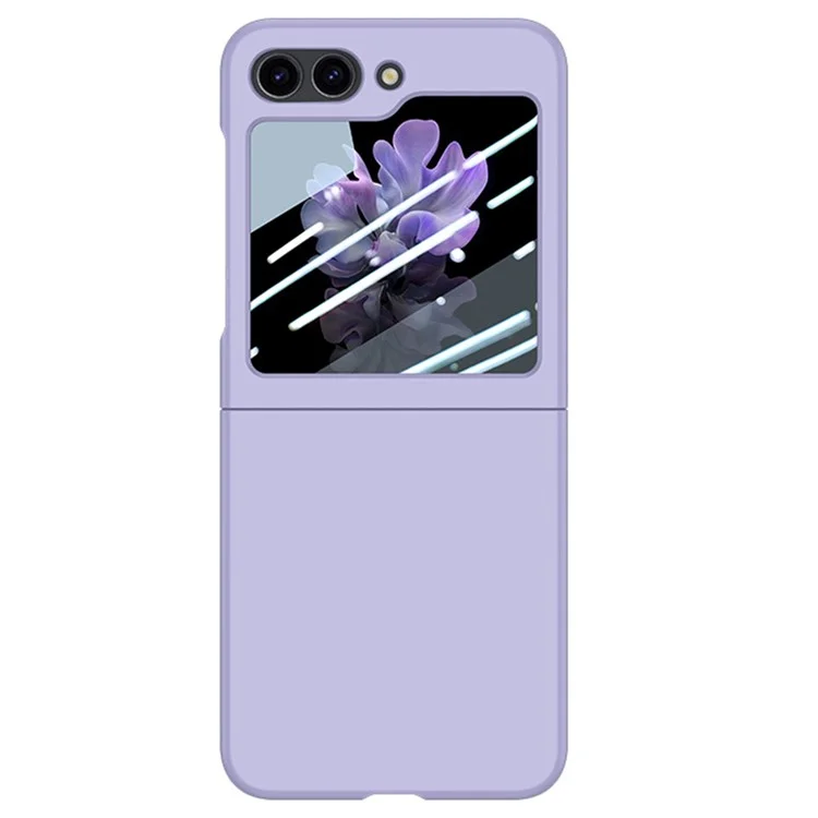 For Samsung Galaxy Z Flip5 5G PC Phone Case Skin-touch Shockproof Cover with Small Screen Film - Purple