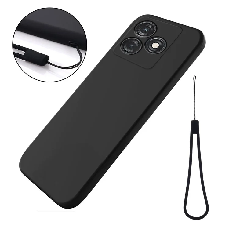 Для TECNO Spark 10 4G / 10C 4G Жидкий силиконовый чехол для телефона Мягкая подкладка Антицарапание Задняя крышка - Черный