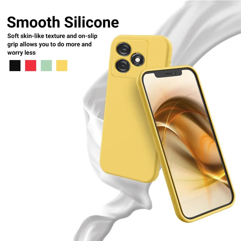 Pour TECNO Spark 10 4G / 10C 4G Étui de téléphone en silicone liquide Doublure souple Anti-rayures Coque arrière - Jaune