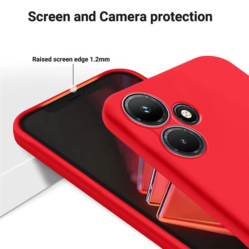 Liquid Silicone Cover for Infinix Hot 30i , Soft Lining Anti-Scratch Phone Case - Red