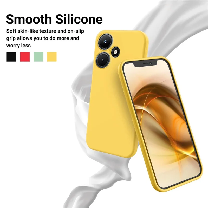 Pour Infinix Hot 30 Play Liquid Silicone Anti-Drop Phone Case Soft Lining Protection Cover - Jaune