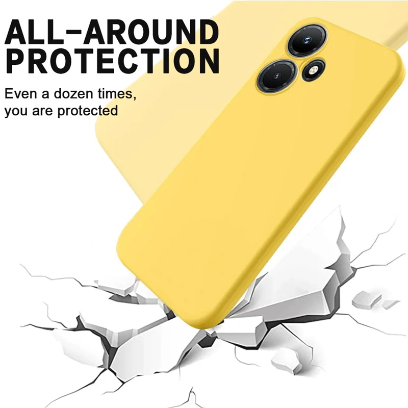 Pour Infinix Hot 30 Play Liquid Silicone Anti-Drop Phone Case Soft Lining Protection Cover - Jaune