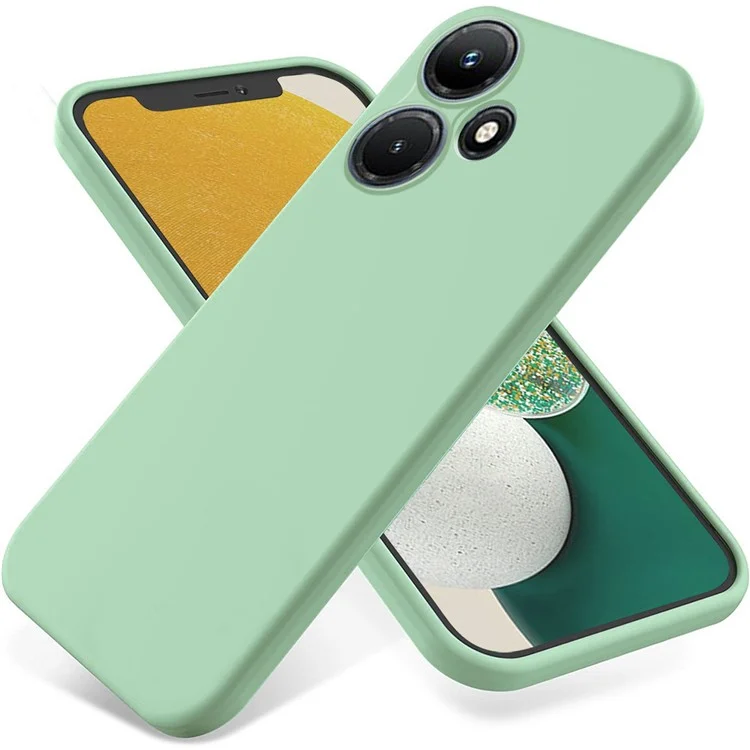 For Infinix Hot 30 Soft Lining Liquid Silicone Back Cover Drop-Proof Mobile Phone Case - Green