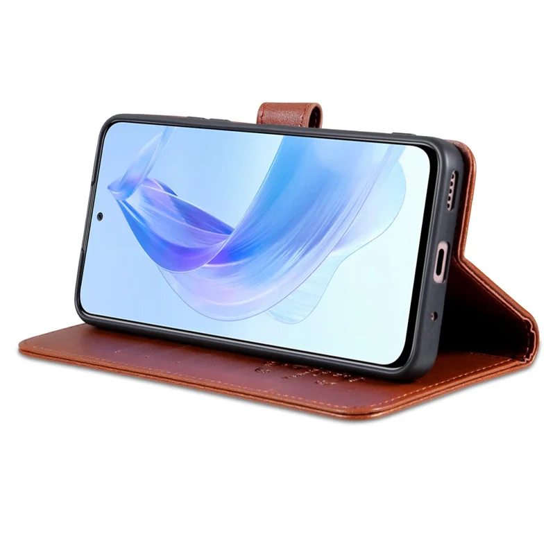 AZNS Para Honor X50i 5G / 90 Lite 5G Capa Protetora Carteira em Pele Sintética com Suporte Dobrável - Castanho