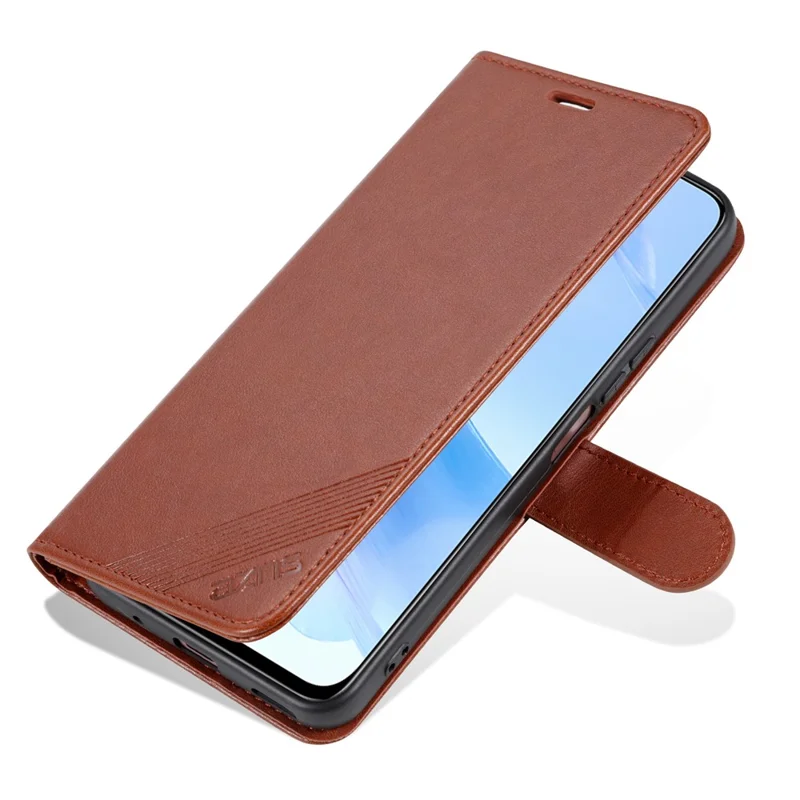 AZNS Para Honor X50i 5G / 90 Lite 5G Capa Protetora Carteira em Pele Sintética com Suporte Dobrável - Castanho