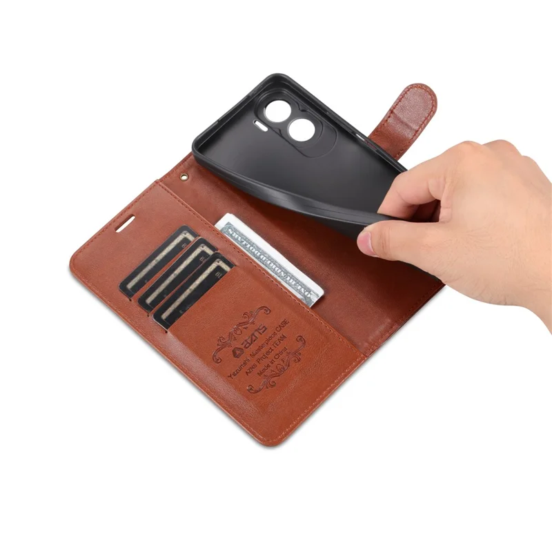 AZNS Para Honor X50i 5G / 90 Lite 5G Capa Protetora Carteira em Pele Sintética com Suporte Dobrável - Castanho