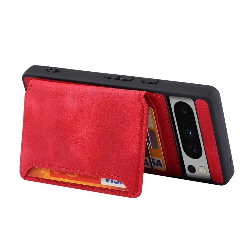 For Google Pixel 8 Pro RFID Blocking Wallet Case PU Leather Coated TPU Phone Kickstand Cover - Red