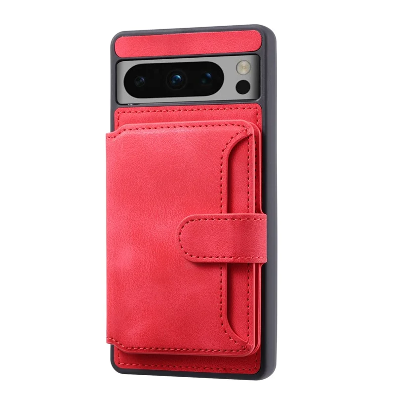 For Google Pixel 8 Pro RFID Blocking Wallet Case PU Leather Coated TPU Phone Kickstand Cover - Red