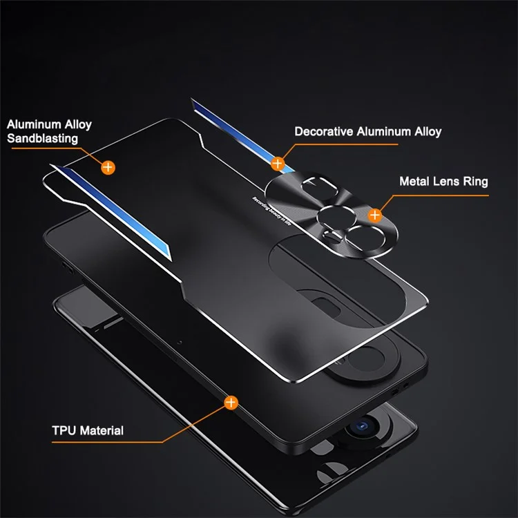Für Oppo Reno10 Pro+ 5G staubdichter Mobiltelefon-Gehäusefall Anti-Kratzer Aluminiumlegierung + TPU Smartphone-Abdeckung - Blau