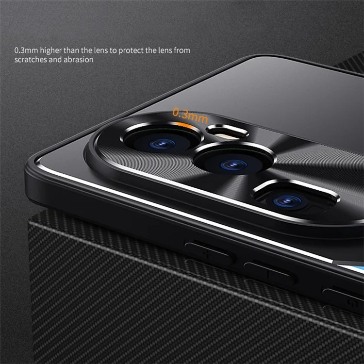 Für Oppo Reno10 Pro+ 5G TPU + Aluminiumlegierung Handyhülle mit Ständer, stoßfeste Handyhülle - Blau