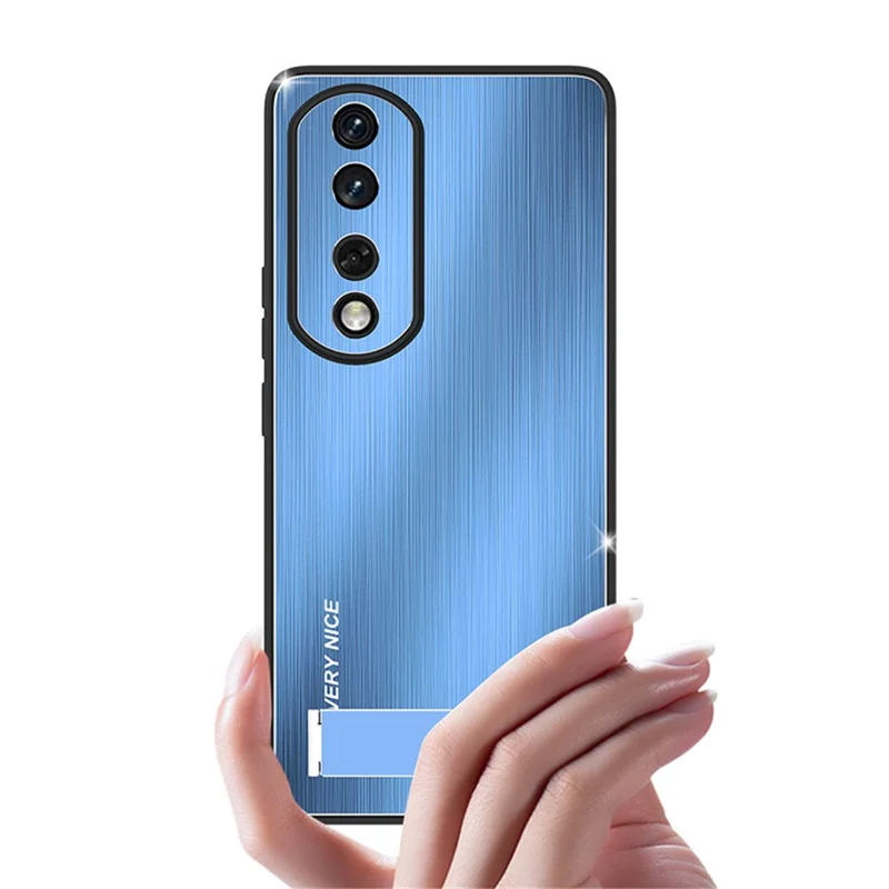 For Honor 90 Brosse Armor Case Aluminium Alliage Arrière TPU Cadre Béquille Couvercle de Téléphone - Argent
