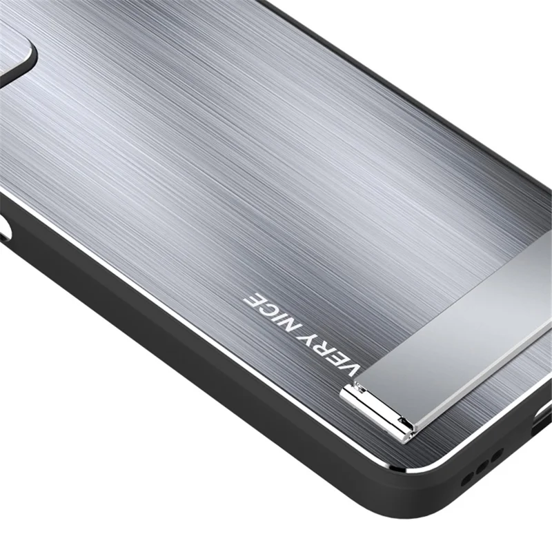 For Honor 90 Brushed Armor Case Aluminium Alloy Back TPU Frame Kickstand Phone Cover - Black