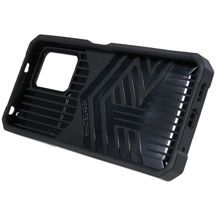 Pour Xiaomi Redmi Note 12 4G PC+TPU Kickstand Case Slide Lens Protection Phone Cover with Card Holder - Noir